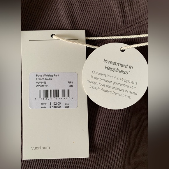 VUORI Pose Wide Leg Pants in French Roast / Brown Size XS - Picture 9 of 12